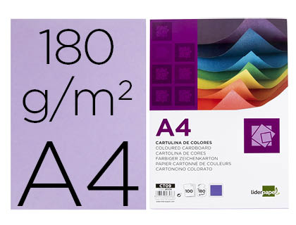 100h. cartulina Liderpapel A4 180g/m² lila